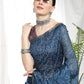 Blue Soft Linen Cotton Saree With Beautiful Bandhani