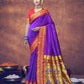 Blue Soft Silk With Gold Zari