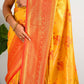 Yellow Pure Heavy Golden Contrast Kanjeevaram Silk Saree