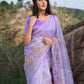 Purple Soft Organza Silk Saree With All Over Embroidered Butti Work