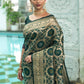 Green Pure Banarasi Silk Saree With Bandhani Meenakari Woven