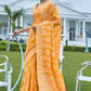 Yellow Banarasi Cotton Chikankari Weaving Sarees