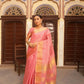 Pink Tussue Linen Silk Weaving Saree With Zari Woven