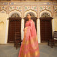 Pink Tussue Linen Silk Weaving Saree With Zari Woven