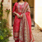 Red Beautiful Muslin With Prosid  Design Work