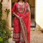 Red Beautiful Muslin With Prosid  Design Work