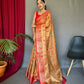 Orange Pure Tissue Silk Saree With Zari Weaving