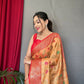 Orange Pure Tissue Silk Saree With Zari Weaving