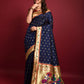 Blue Banarasi Soft Silk Paithani Saree With Fancy Meena