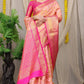 Peach Kanchipuram Handloom Weaving Silk Saree
