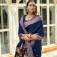Blue Linen Silk Saree With Sequence Zari Weaves