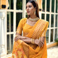 Yellow Linen Silk Saree With Sequence Zari Weaves