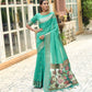 Sky Blue Linen Silk Saree With Sequence Zari Weaves
