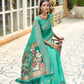 Sky Blue Linen Silk Saree With Sequence Zari Weaves