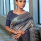 Grey Semi Tussar Silk Saree