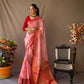 Pink Linen Saree With Chap Border