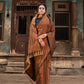 Brown Pure Softy Silk Saree With Handloom Zari