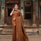 Brown Pure Softy Silk Saree With Handloom Zari