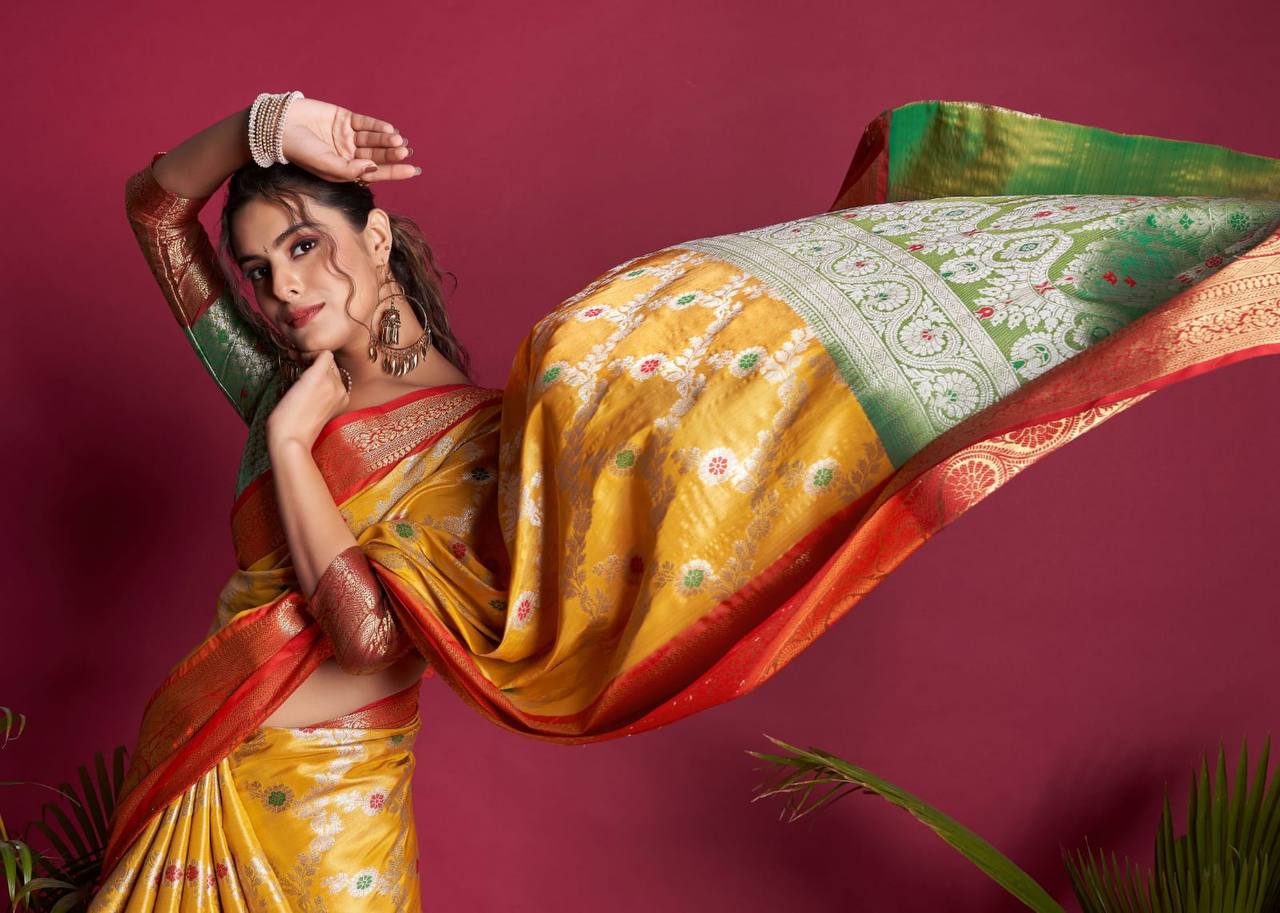 Yellow Soft Kanjivaram Silk Saree