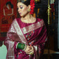 Rani Tussar Silk Jamdani Weaving Saree With Zari
