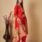 Red Paithani Silk Unstitched Dress