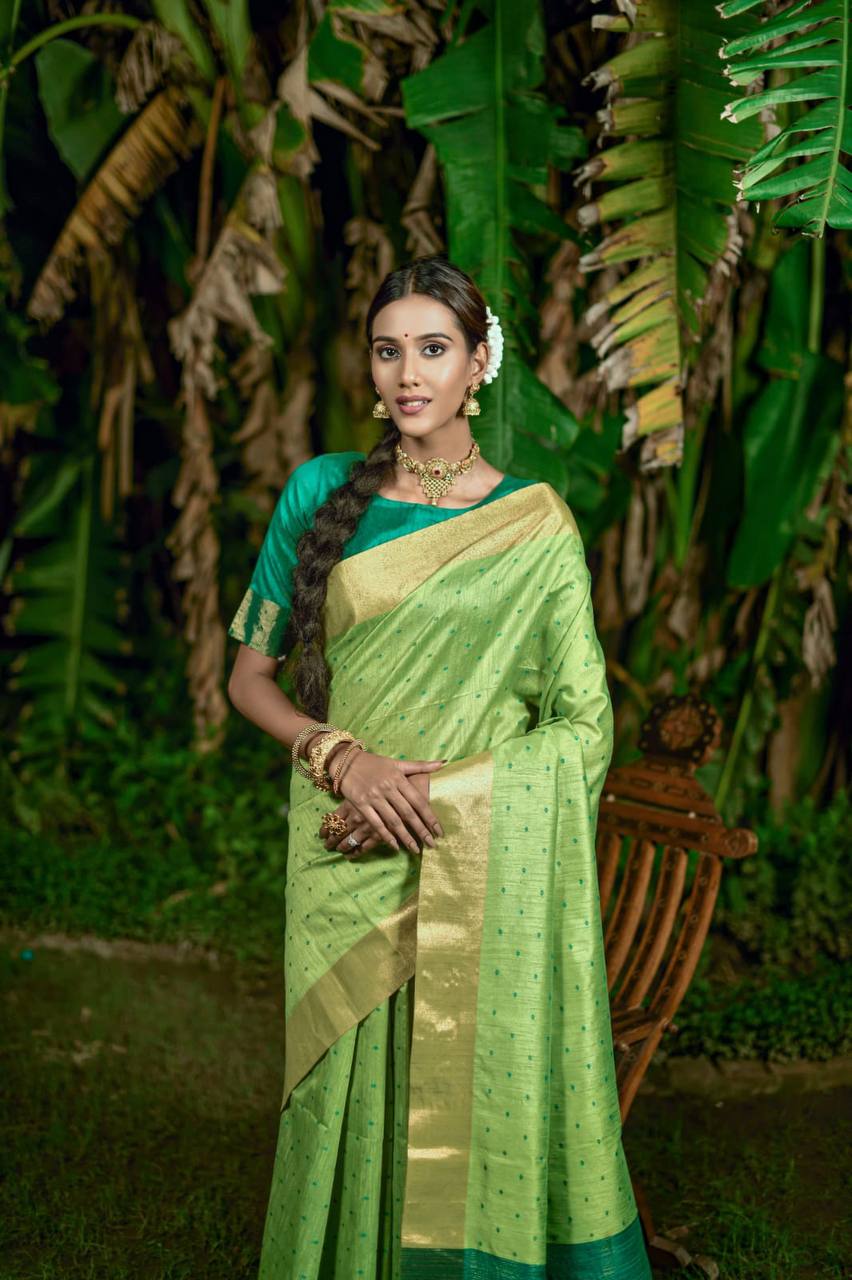 Green Bhagalpuri Silk Saree