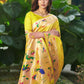 Yellow Banarasi Soft Silk Paithani Saree With Fancy Meena Weaves
