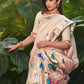 White Banarasi Soft Silk Paithani Saree With Fancy Meena Weaves
