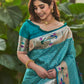 Sky Blue Banarasi Soft Silk Paithani Saree With Fancy Meena Weaves