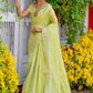 Green Soft Assam Silk Saree With Zari Weaves Butties