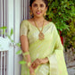 Green Soft Assam Silk Saree With Zari Weaves Butties