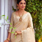 Cream Soft Assam Silk Saree With Zari Weaves Butties