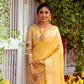 Yellow Soft Assam Silk Saree With Zari Weaves Butties