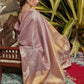 Wine Maheshwari Tissue Silk Weaving Saree