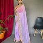 Purple Pure Georgate Saree With All Over Sequence Work