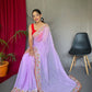 Purple Pure Georgate Saree With All Over Sequence Work