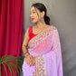 Purple Pure Georgate Saree With All Over Sequence Work