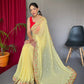 Lemon Pure Georgate Saree With All Over Sequence Work