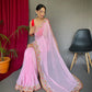 Pink Pure Georgate Saree With All Over Sequence Work