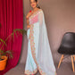 Sky Blue Pure Georgate Saree With All Over Sequence Work