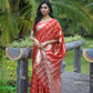 Red Soft Organza Silk Saree With All Over Zari Weaving