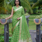 Green Soft Organza Silk Saree With All Over Zari Weaving