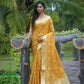 Yellow Soft Organza Silk Saree With All Over Zari Weaving