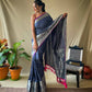 Blue Silk Saree With Rich Pallu