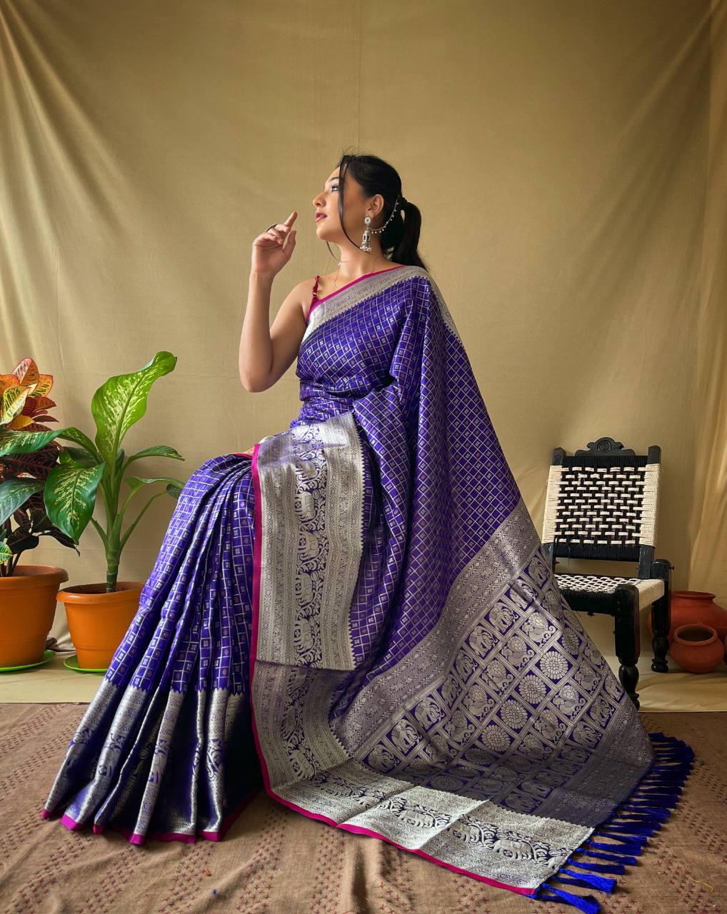 Purple Silk Saree With Rich Pallu