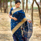Blue Banarasi Tussar Silk Paithani Saree With Pure Zari Woven Border