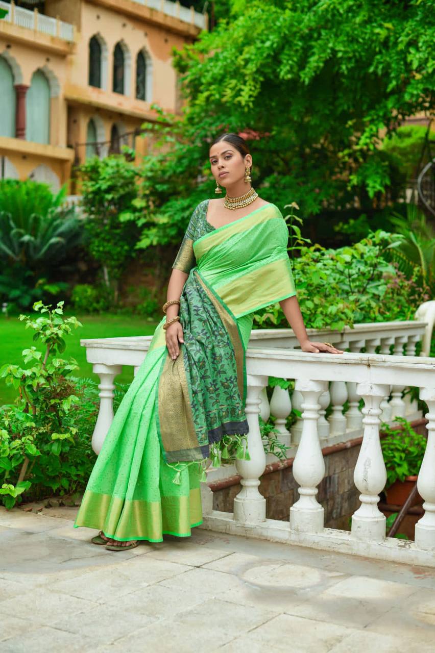 Green Premium Chanderi Silk Saree