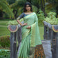 Green Premium Chanderi Silk Saree With Unique Meena Weaves