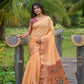 Orange Premium Chanderi Silk Saree With Unique Meena Weaves